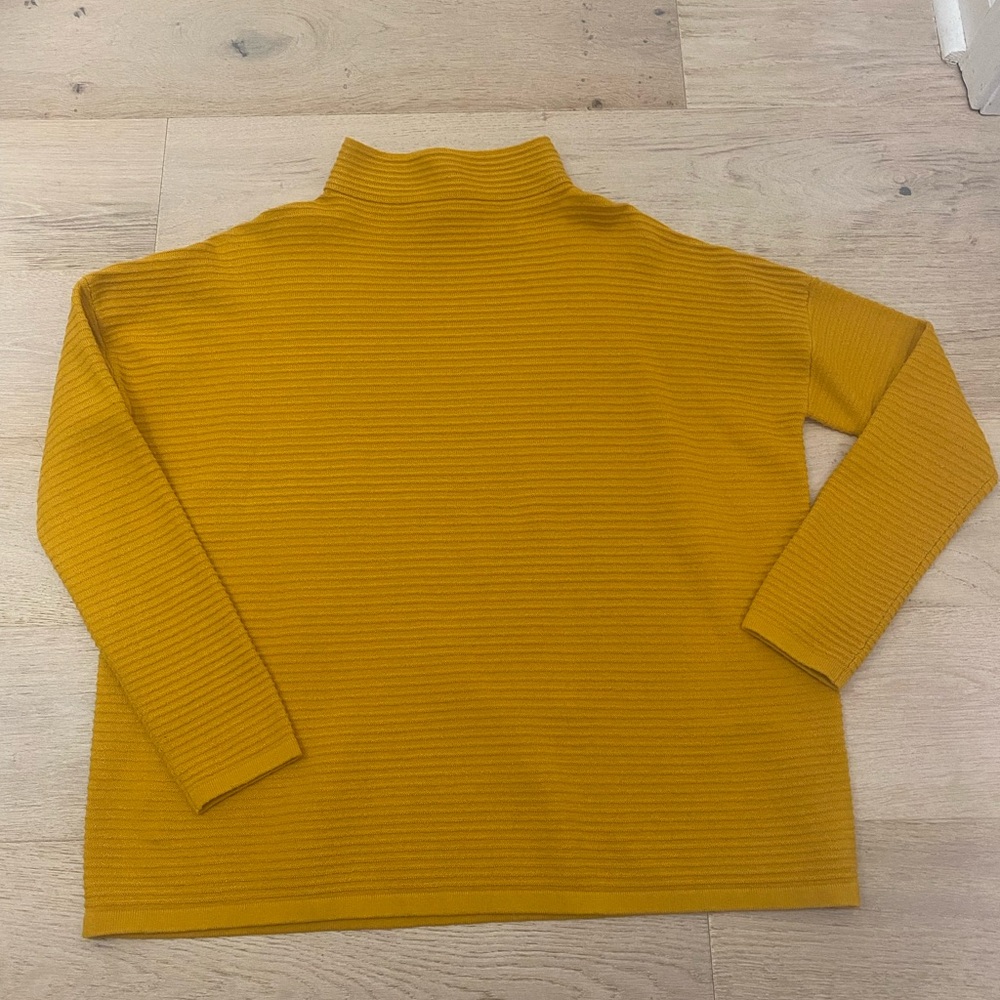 French Connection Mustard Yellow Ribbed Sweater Size Small